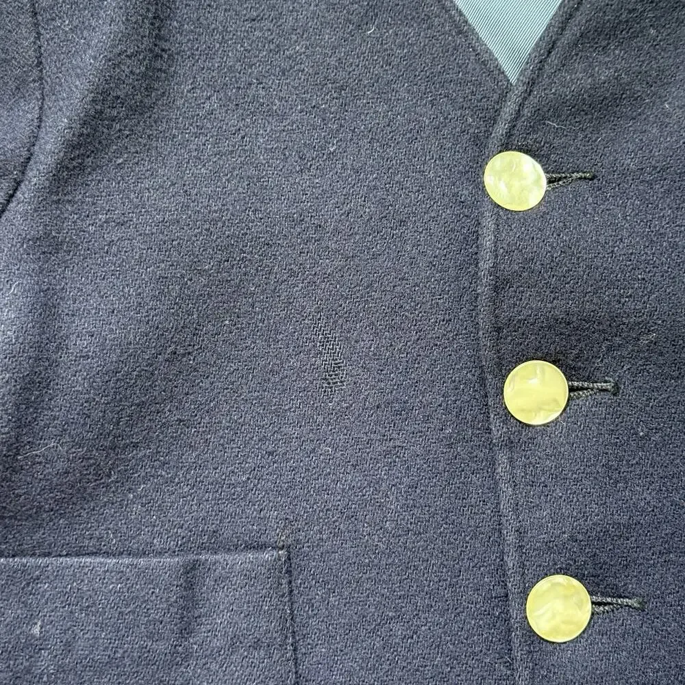 Vtg Toddler Boys Blazer Suspender Shorts Set Blue 3T Wool Toddlecrest Jacket